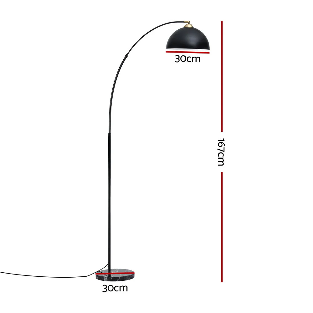Artiss Modern Arched Floor Lamp Black Standing Heavy-Duty Marble Base for Living Room Bedroom - Image 2