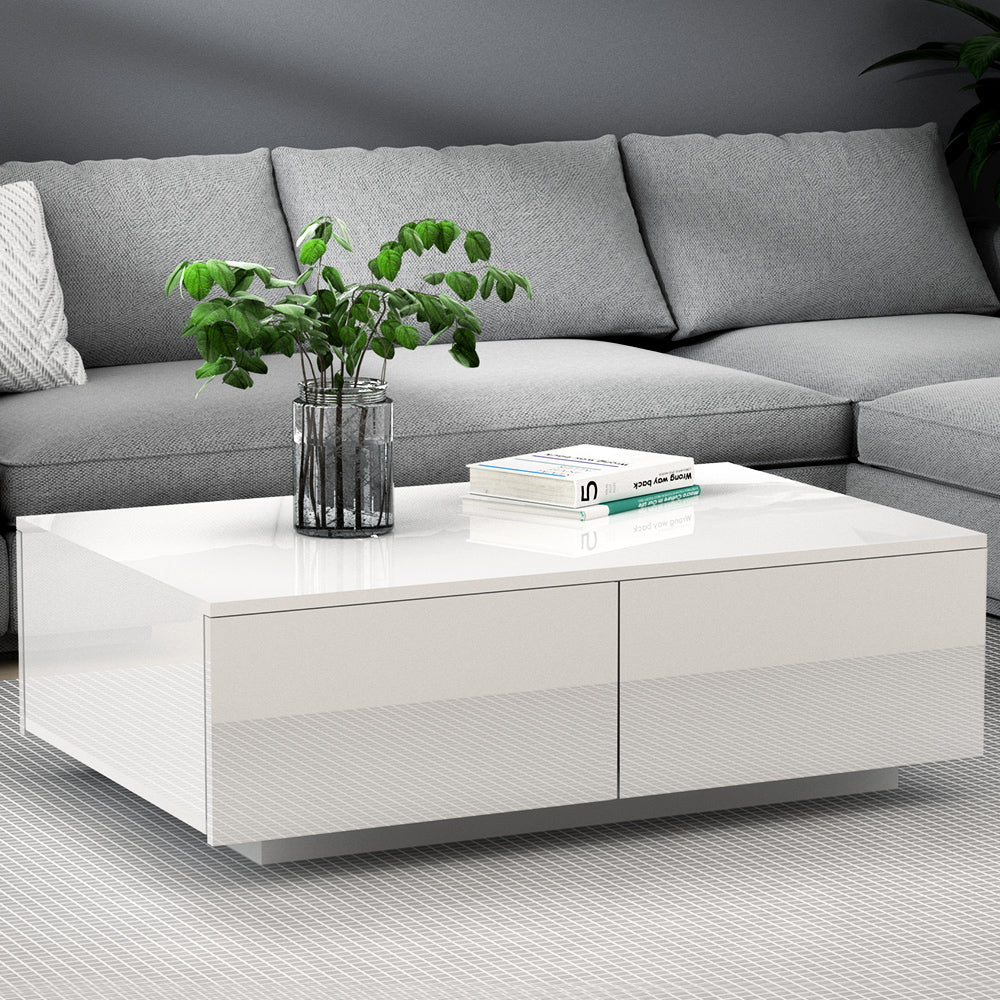 Artiss Coffee Table 4 Drawers White Trevi - Image 8