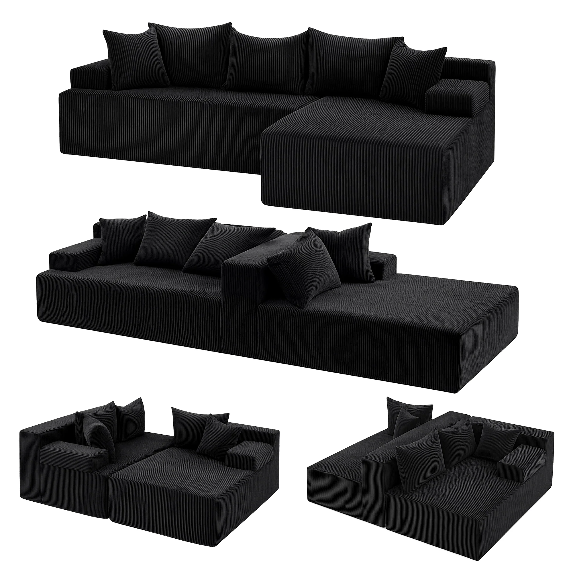 Artiss Modular Sectional Sofa Bed Convertible L-Shaped Couch with Deep Seat for Living Room - Image 2