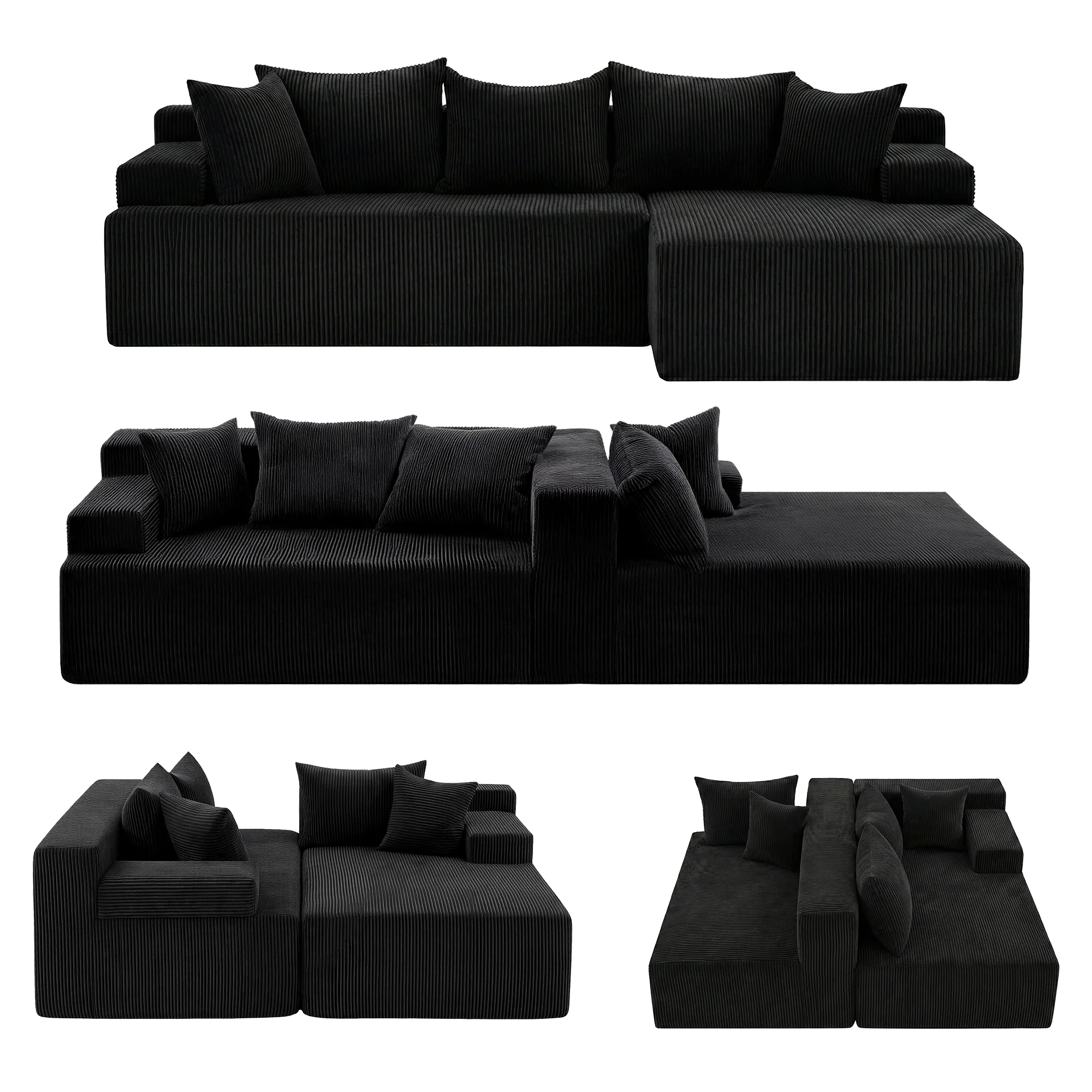 Artiss Modular Sectional Sofa Bed Convertible L-Shaped Couch with Deep Seat for Living Room - Image 4