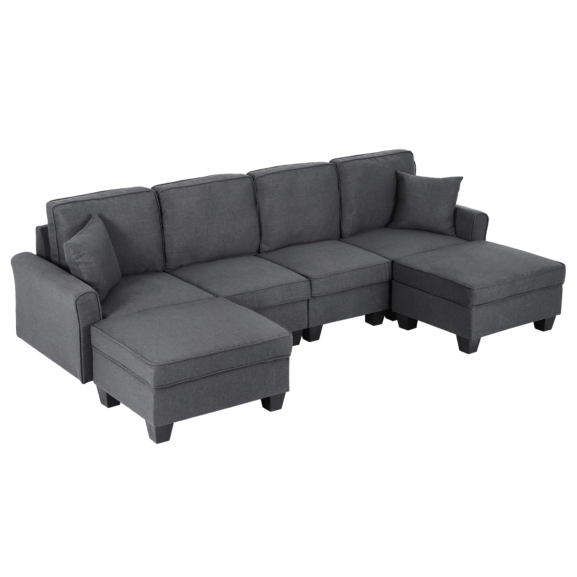 Artiss Modular Sectional U Shaped Storage Sofa Couches for Living Room Grey - Image 2