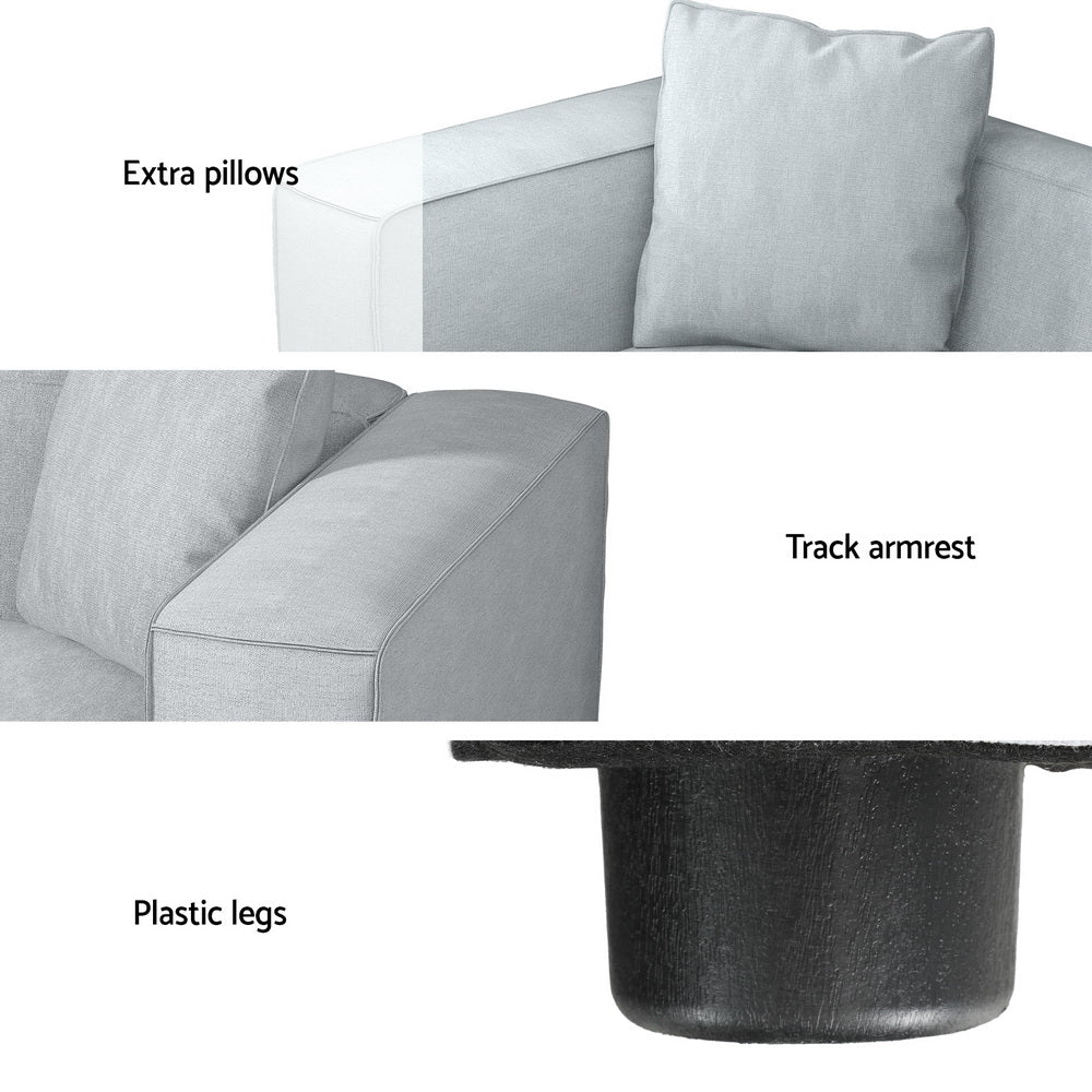 Artiss Modular Sofa Chaise Set 2-Seater Grey - Image 5