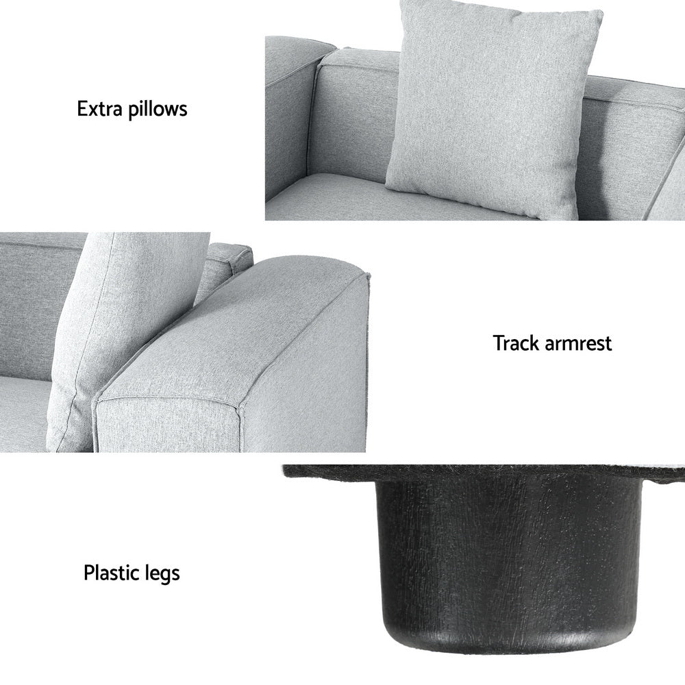 Artiss Modular Sofa Chaise Set 4-Seater Grey - Image 5