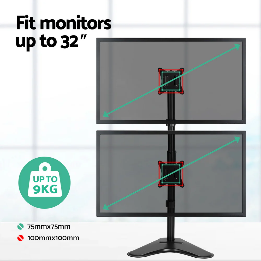 Artiss Monitor Arm Stand Dual Mount HD LED TV Bracket Holder Freestanding - Image 5