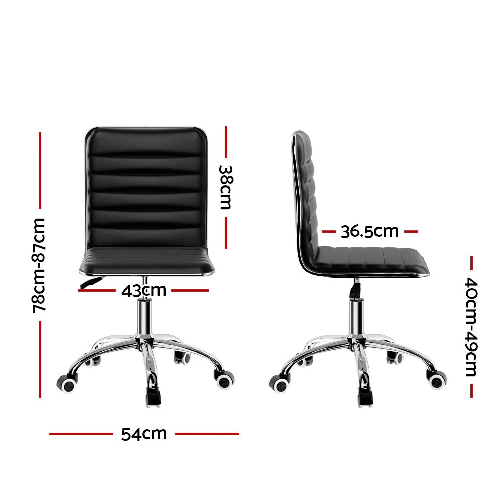 Artiss Office Chair Conference Chairs PU Leather Low Back Black - Image 2