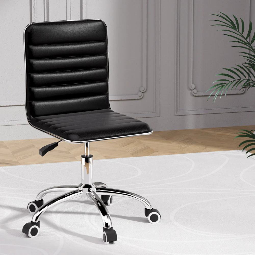 Artiss Office Chair Conference Chairs PU Leather Low Back Black - Image 7