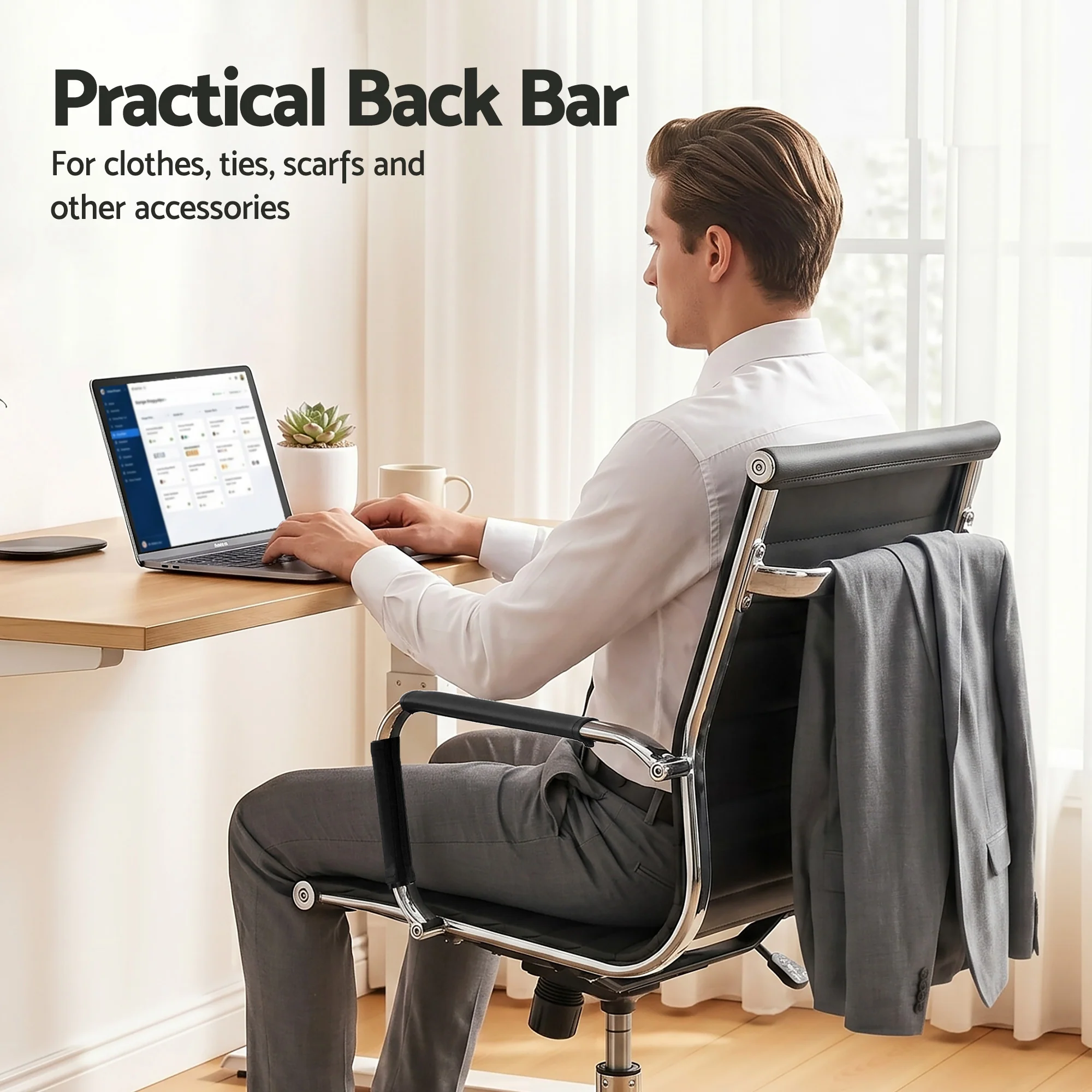 Artiss Office Chair Conference Chairs PU Leather Mid Back Black - Image 7