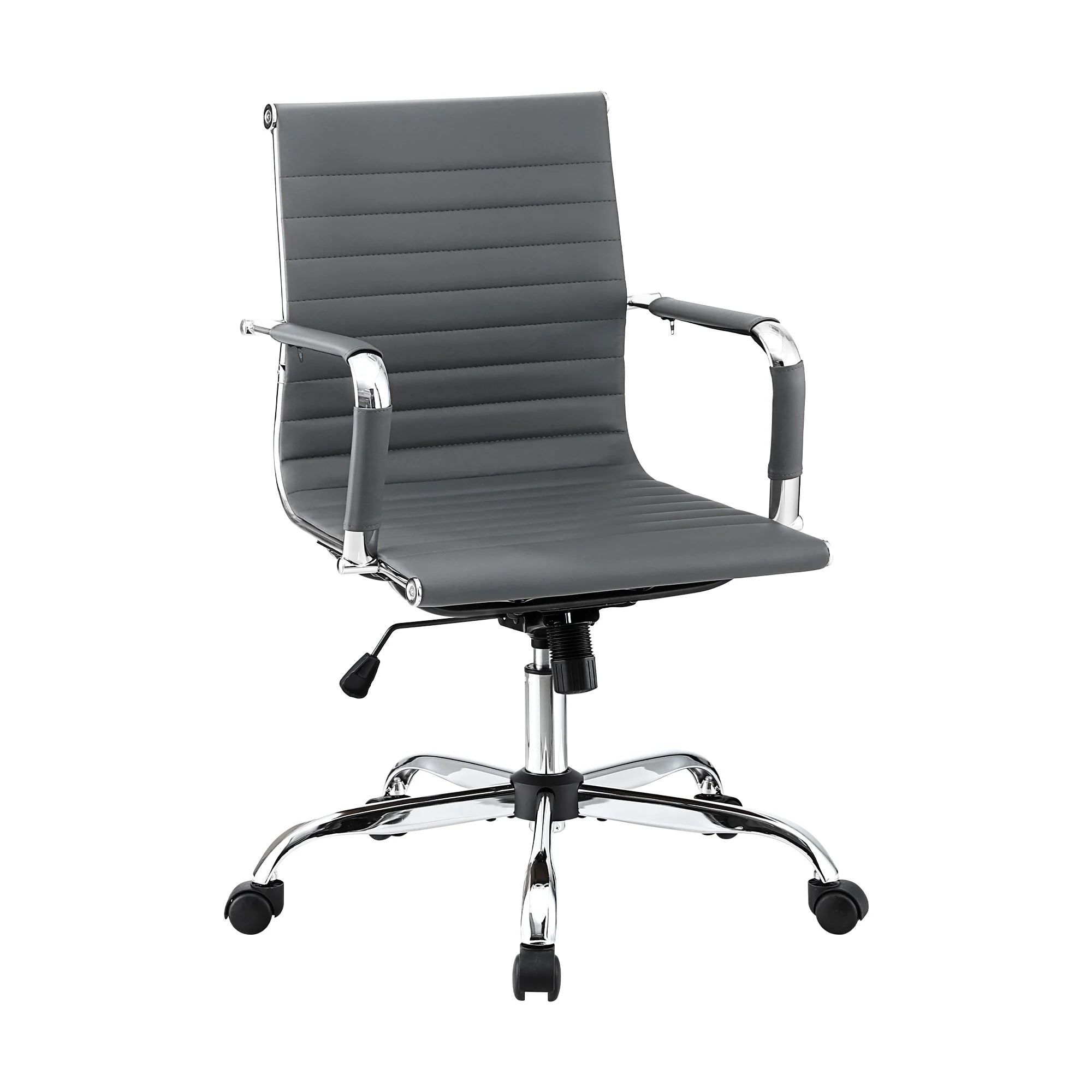 Artiss Office Chair Conference Chairs PU Leather Mid Back Grey - Image 2