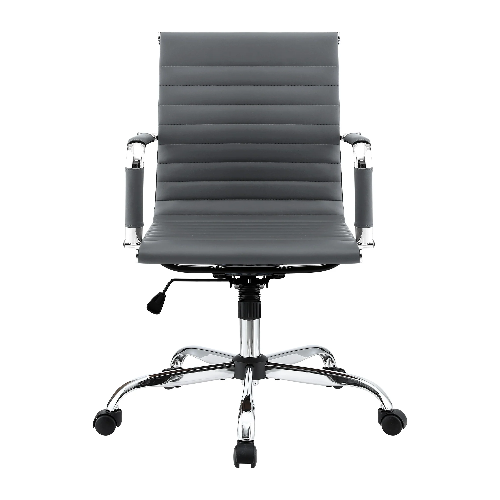 Artiss Office Chair Conference Chairs PU Leather Mid Back Grey - Image 4
