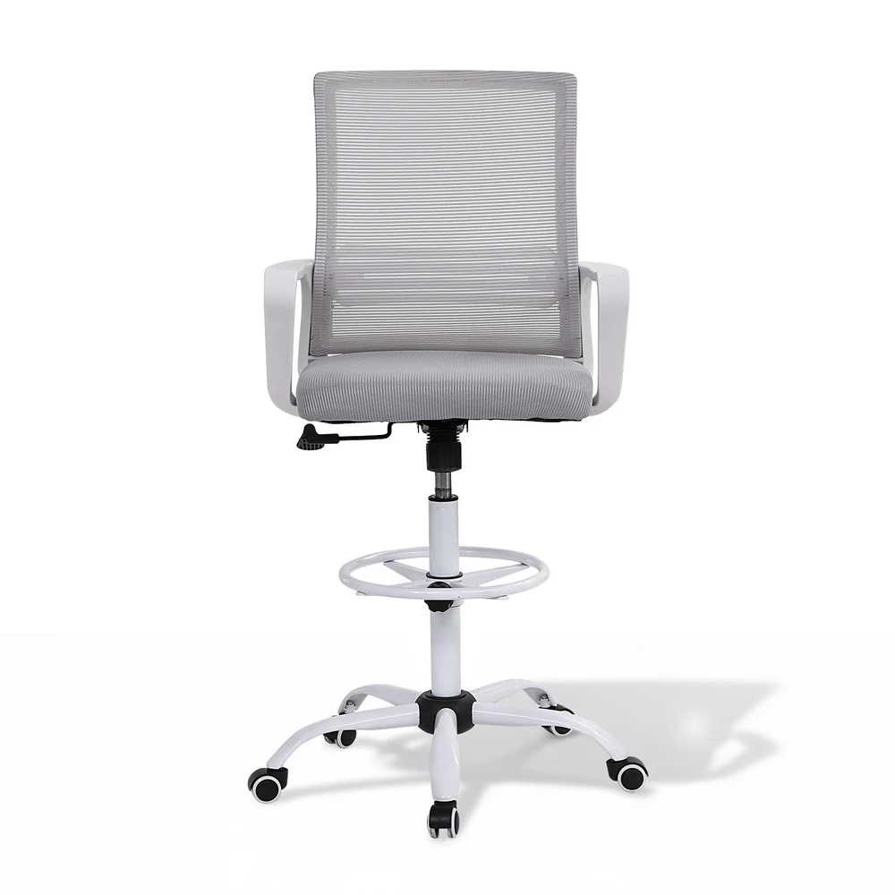 Artiss Office Chair Drafting Chairs Stool Computer Desk Studios Mesh White - Image 3