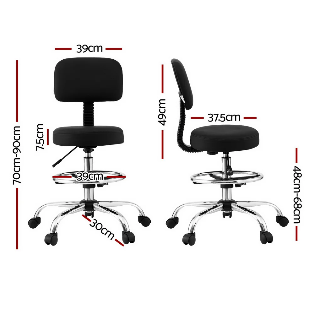 Artiss Office Chair Drafting Computer Standing Desk Chairs Ergonomic PU Black - Image 3