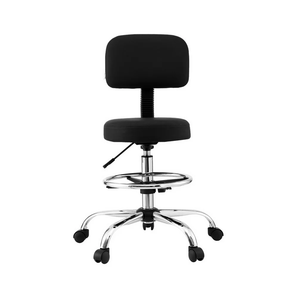 Artiss Office Chair Drafting Computer Standing Desk Chairs Ergonomic PU Black - Image 4