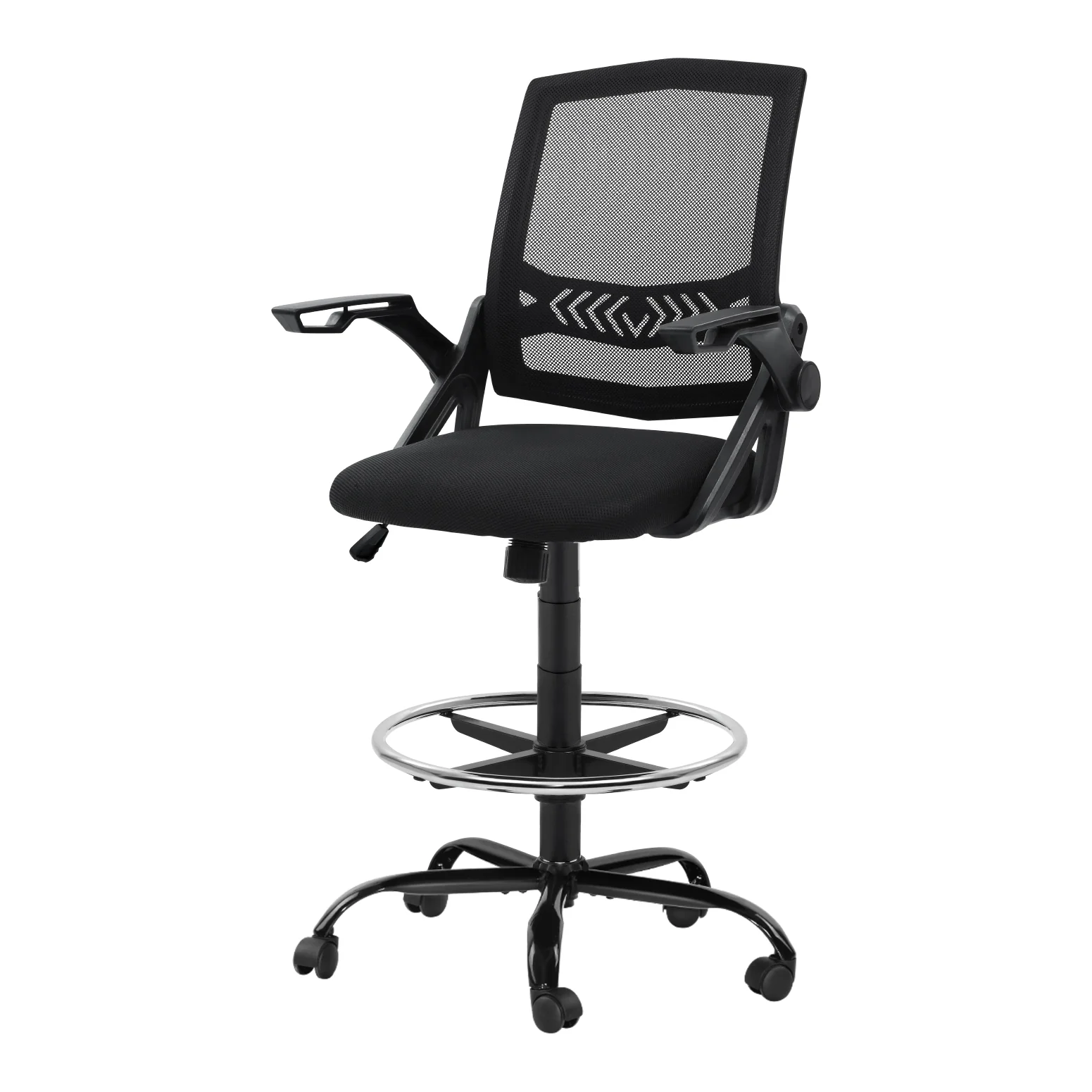 Artiss Office Chair Drafting Stool Mesh Chairs Black - Image 2