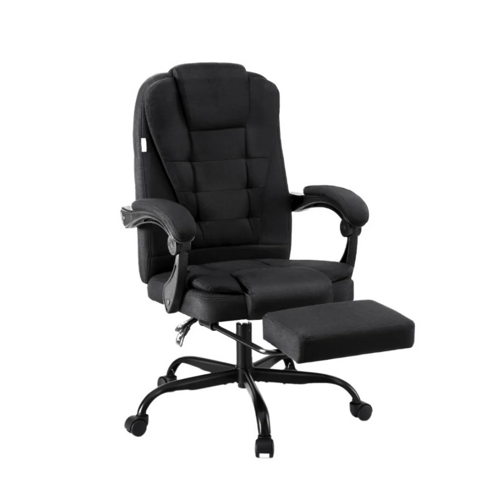 Artiss Office Chair Executive Fabric Seat Footrest Racing Computer Desk Chairs BLACK