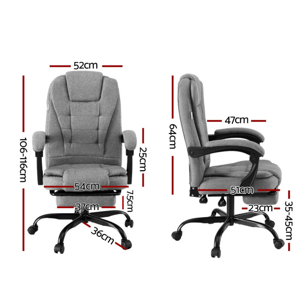 Artiss Office Chair Executive Fabric Seat Racing Computer Desk Chairs Footrest - Image 2