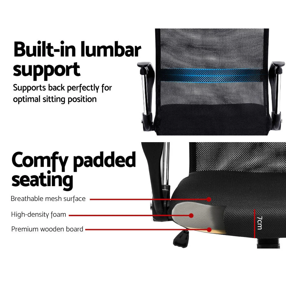 Artiss Mesh Office Chair Mid Back Black - Image 4