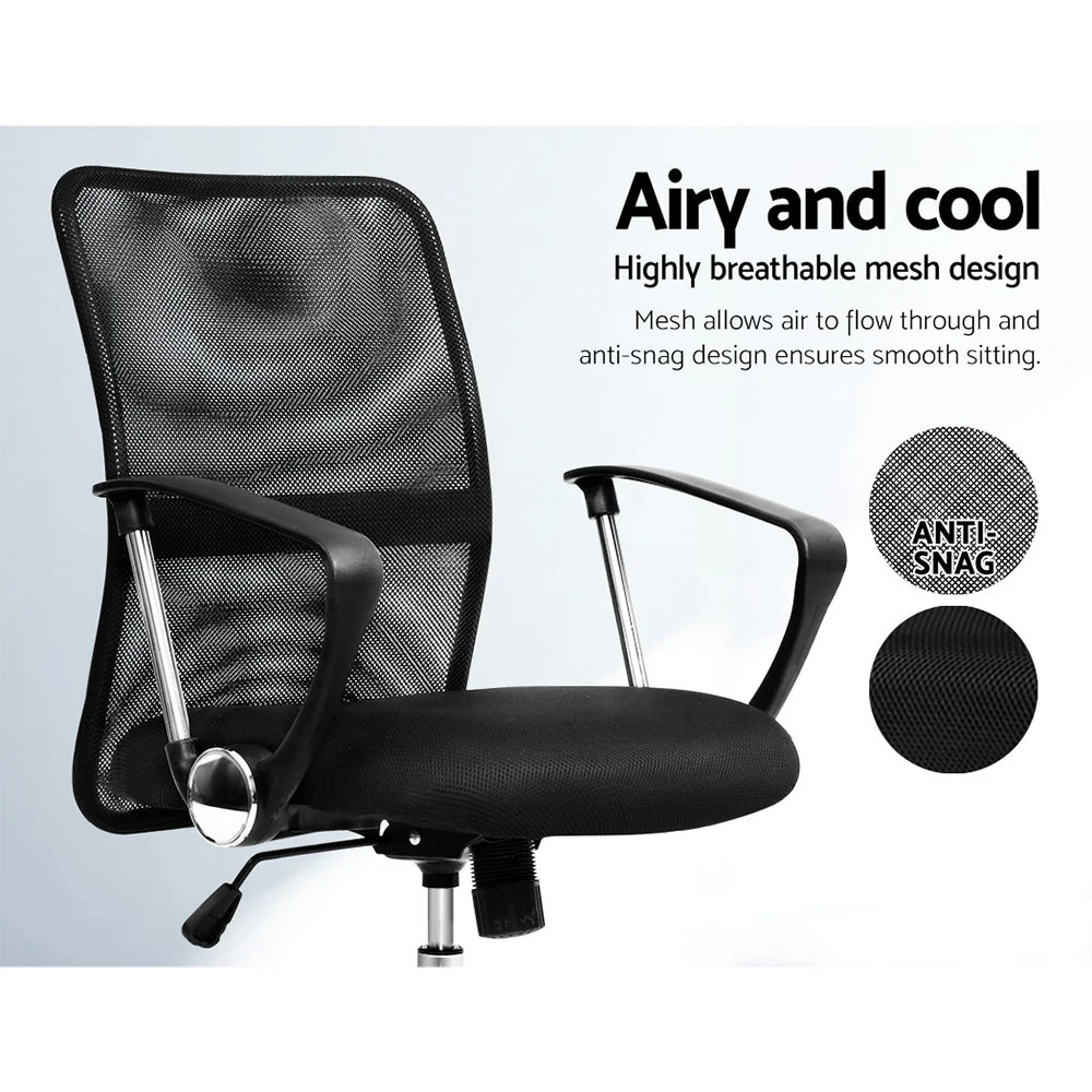 Artiss Mesh Office Chair Mid Back Black - Image 5