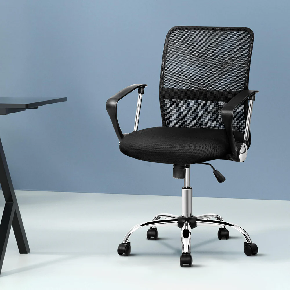 Artiss Mesh Office Chair Mid Back Black - Image 7