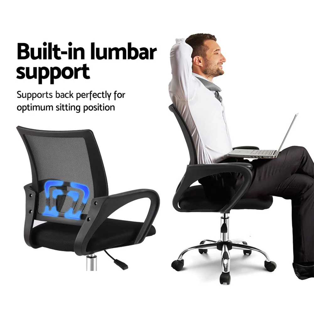 Artiss Mesh Office Chair Mid Back Black - Image 5