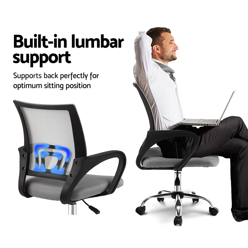 Artiss Mesh Office Chair Mid Back Grey - Image 3