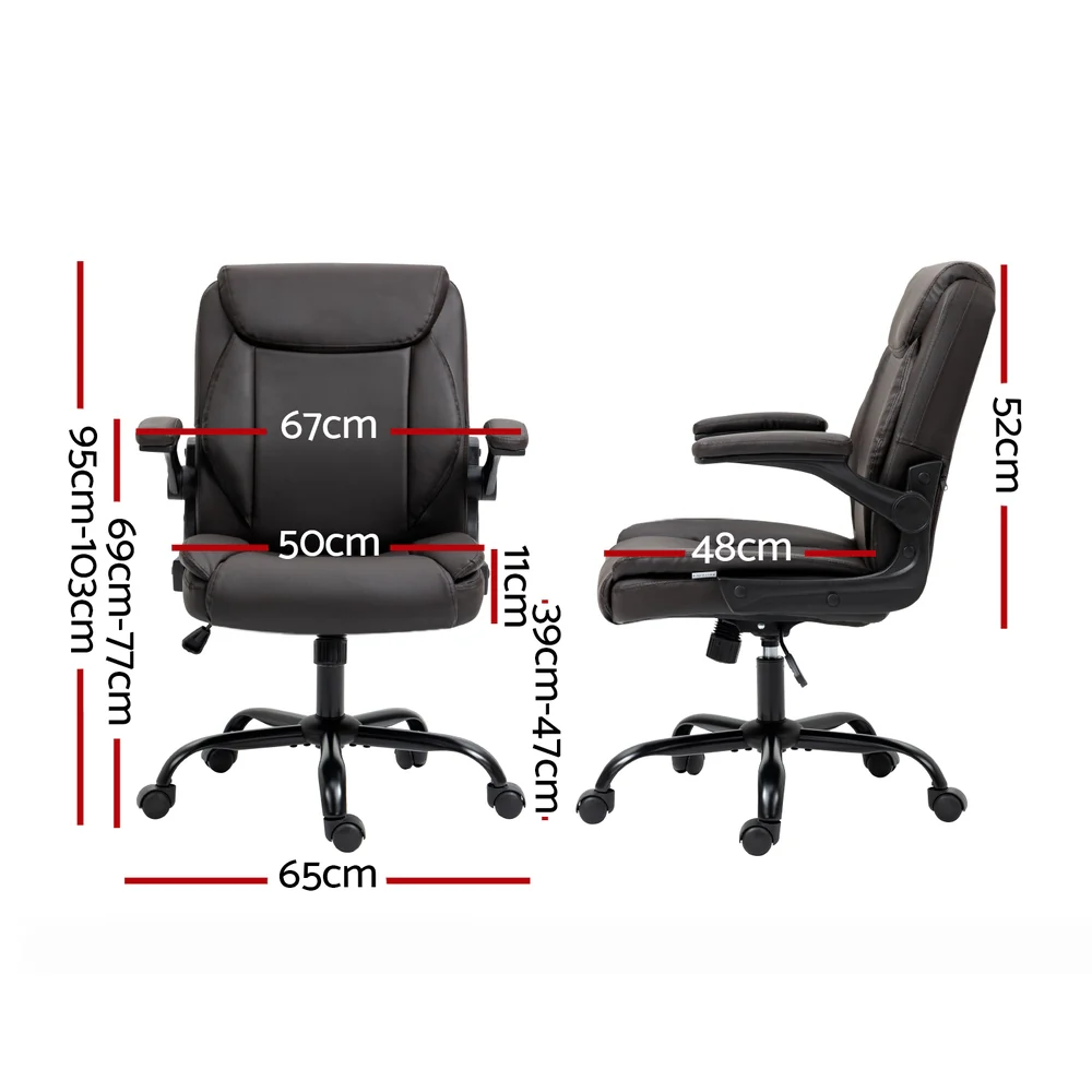 Artiss Executive Office Chair Mid Back Brown - Image 3