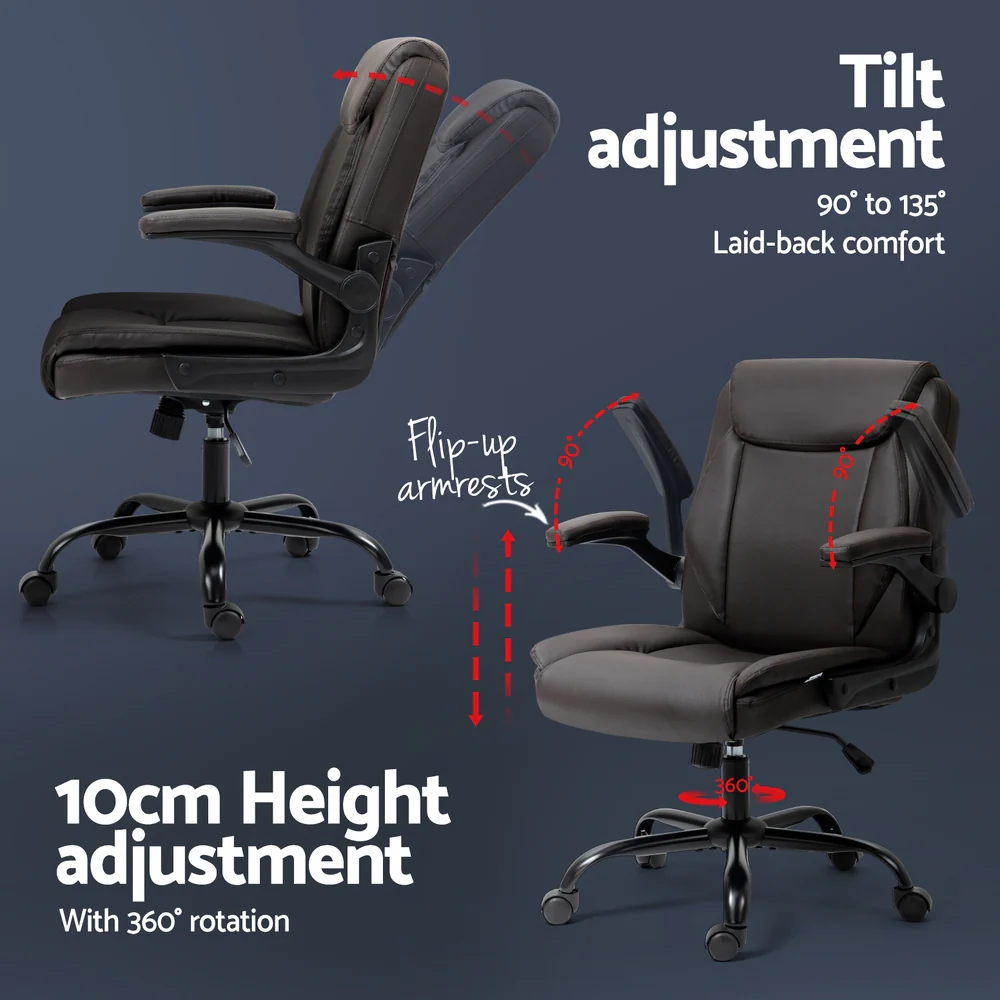 Artiss Executive Office Chair Mid Back Brown - Image 6
