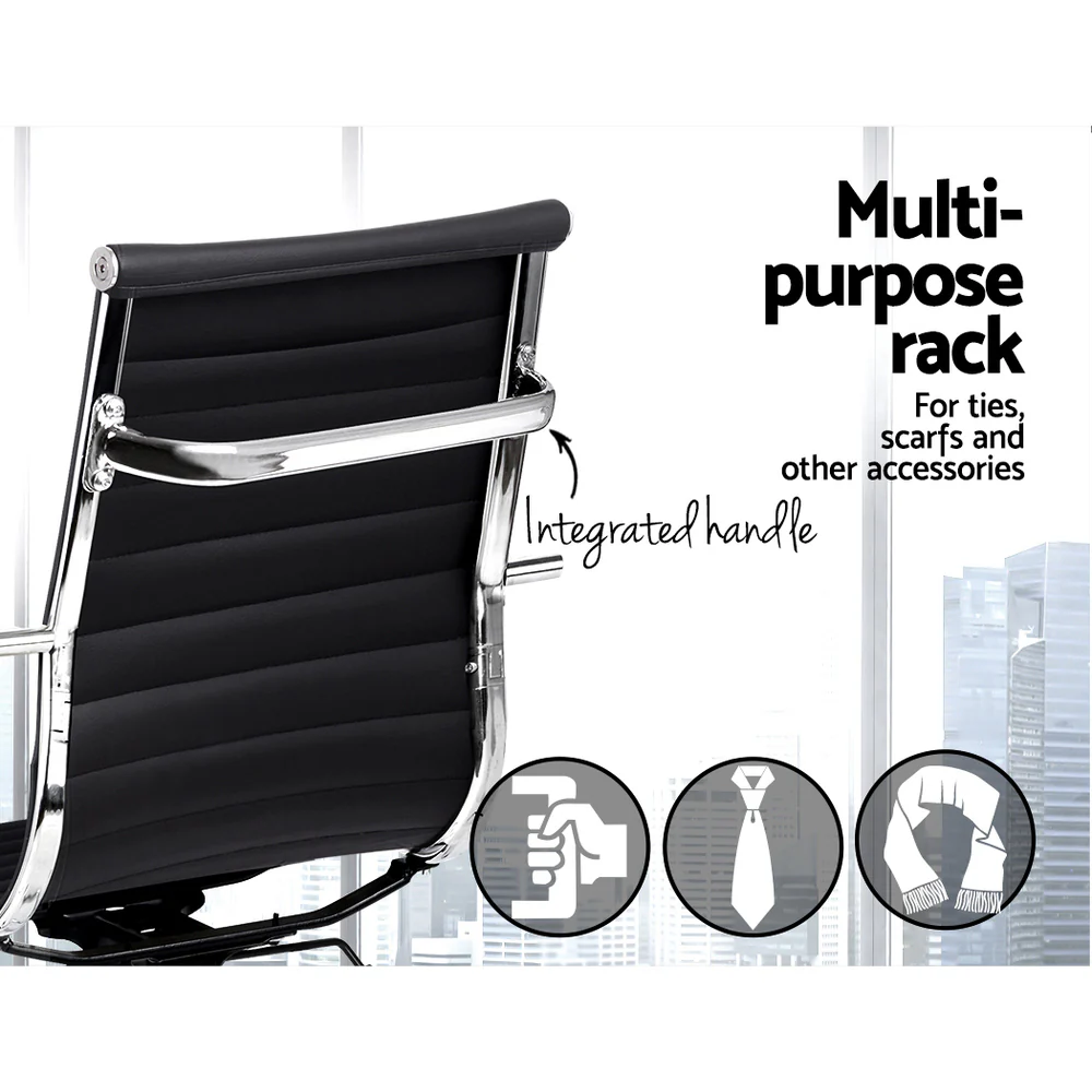Artiss Office Chair Drafting Stool Leather Chairs Black - Image 6