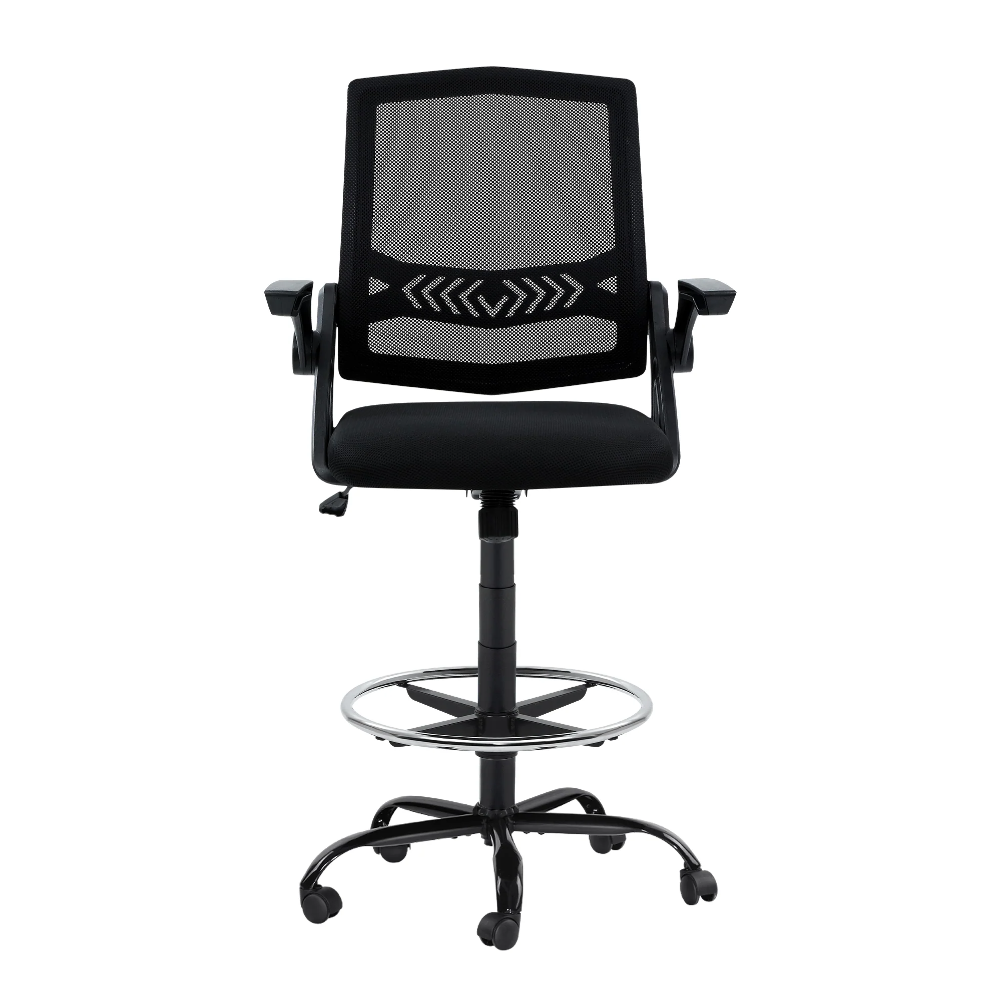 Artiss Office Chair Drafting Stool Mesh Chairs Black - Image 4