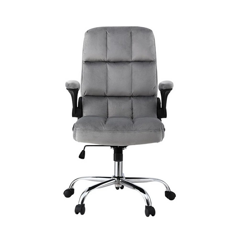 Artiss Office Chair Velvet Seat Racing Gaming Computer Desk Chairs Armrest Grey - Image 4