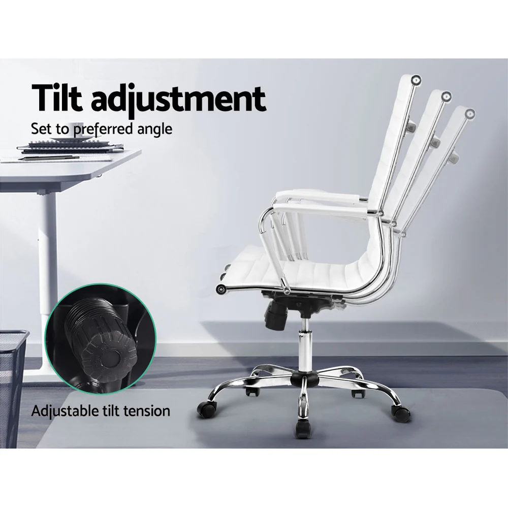 Artiss Office Chair Conference Chairs PU Leather High Back White - Image 4