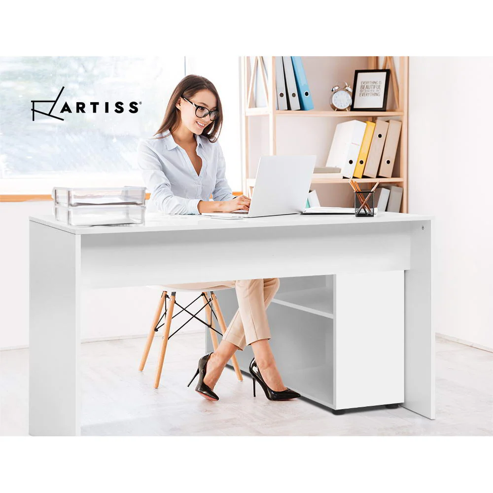 Artiss Computer Desk Bookshelf White 130CM - Image 6