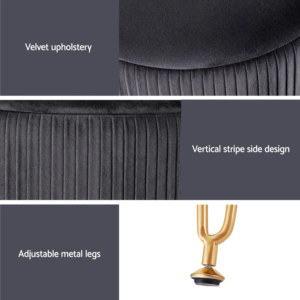 Artiss Ottoman Storage Foot Stool Vanity Velvet Round Grey - Image 6