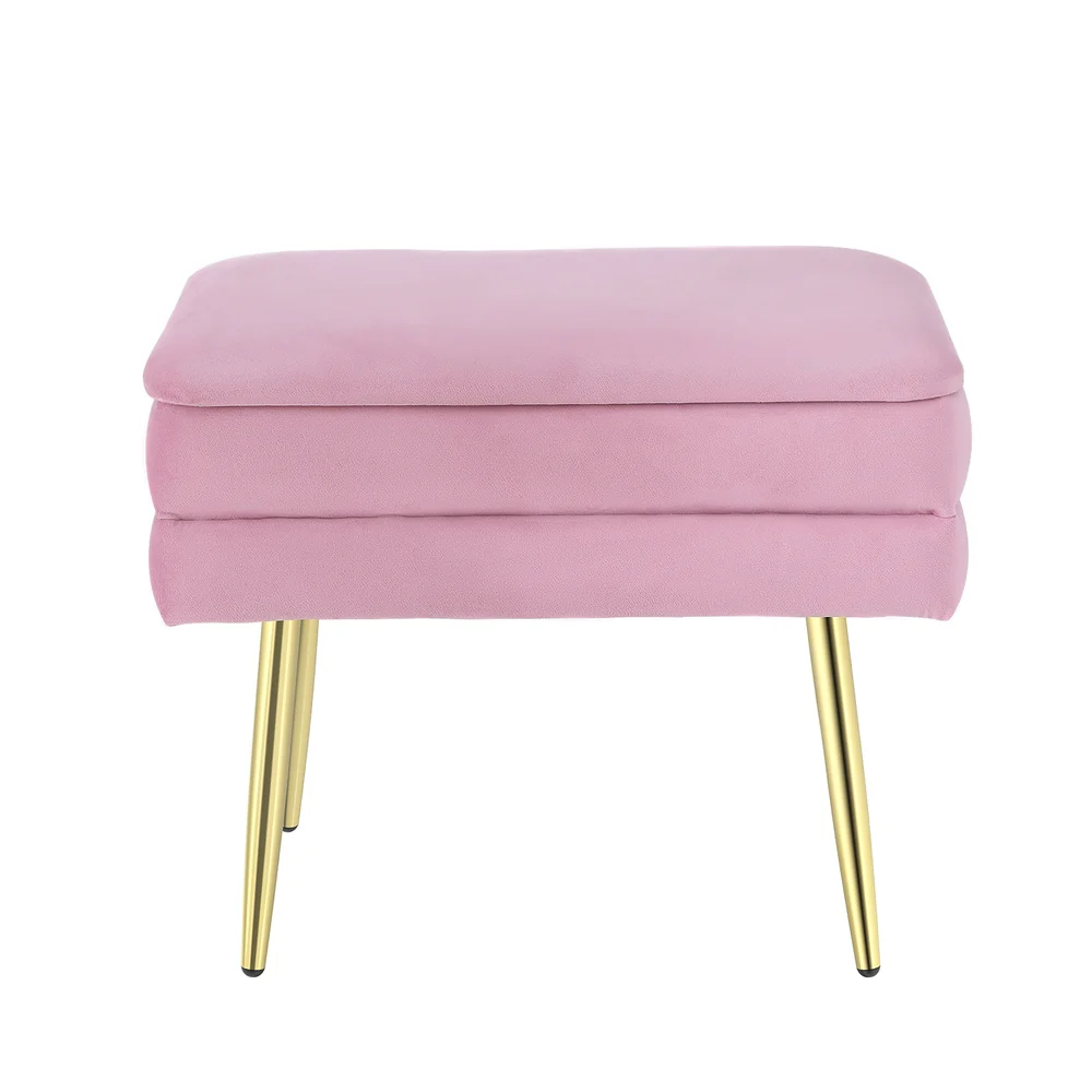 Artiss Ottoman Storage Foot Stool Velvet Pink - Image 3