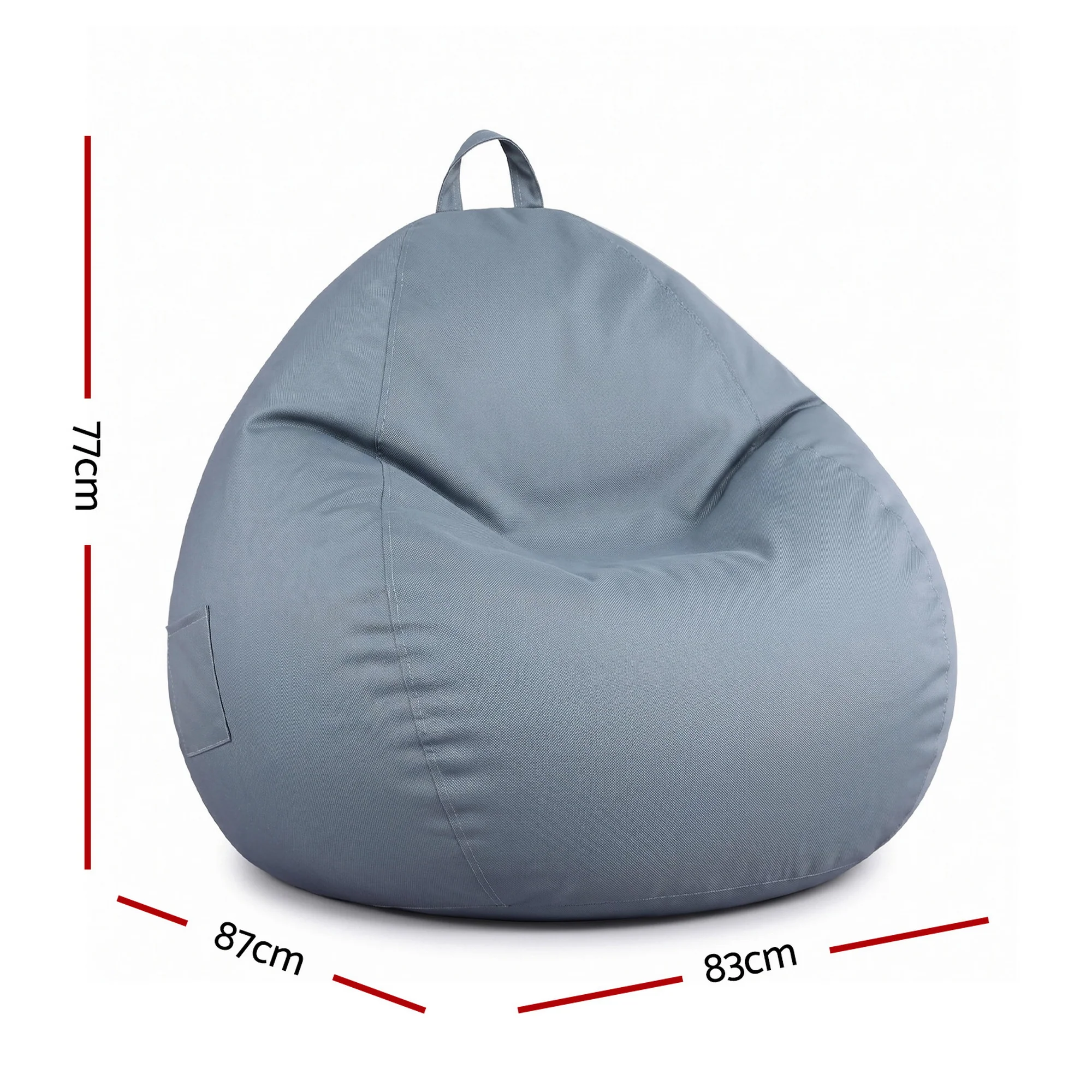 Artiss Outdoor Bean Bag Chair Cover (No Filler) Splash-Proof Beanbag Sofacover for Adults Teens Kids Stuffable Bean Bag Cover for Patio Poolside Relaxing, Grey - Image 3