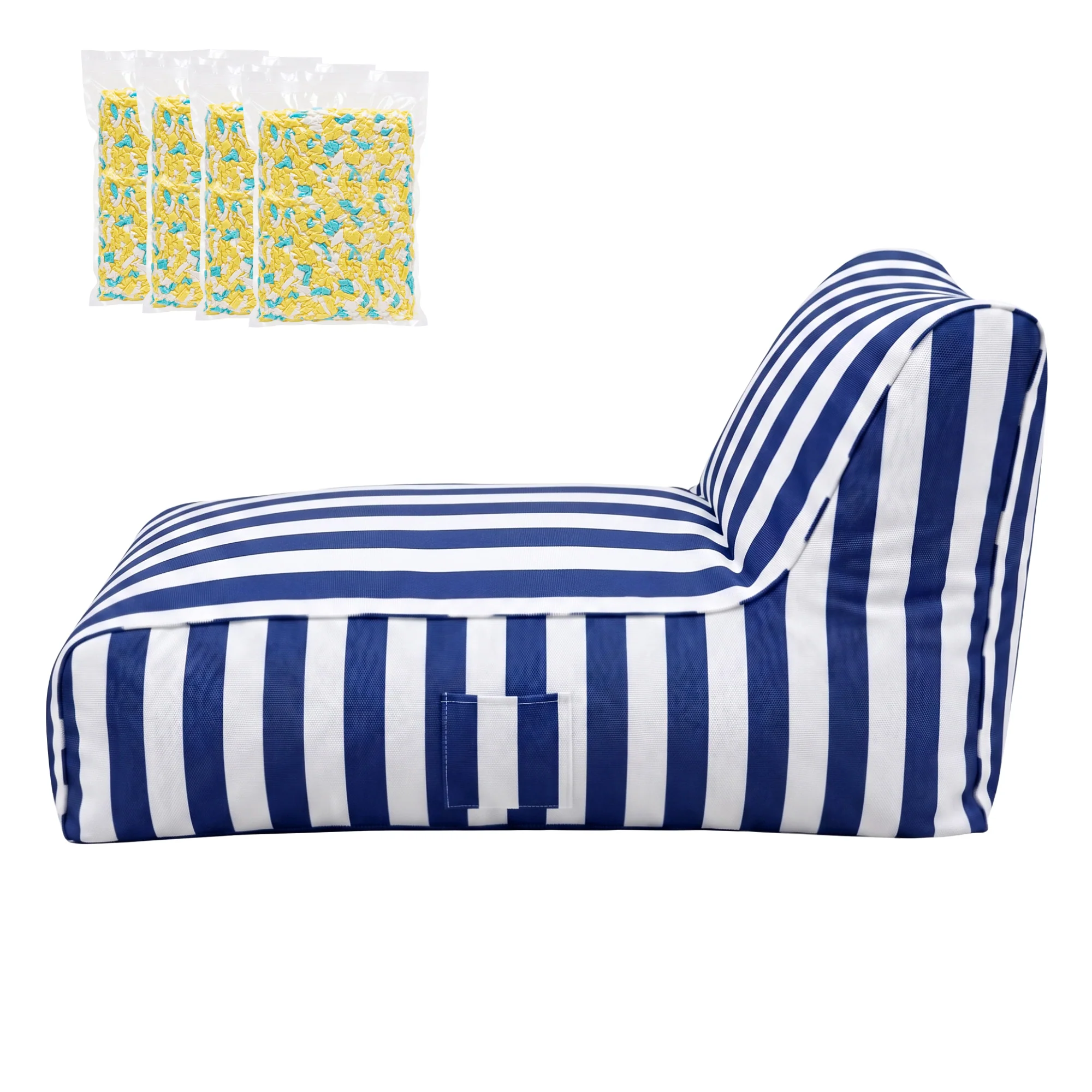 Artiss Outdoor Bean Bag Chair with Filler Splash-Proof Beanbag Lounge DIY Stuffed Animal Storage Bean Bag Washable for Patio Poolside Relaxing, Blue - Image 4