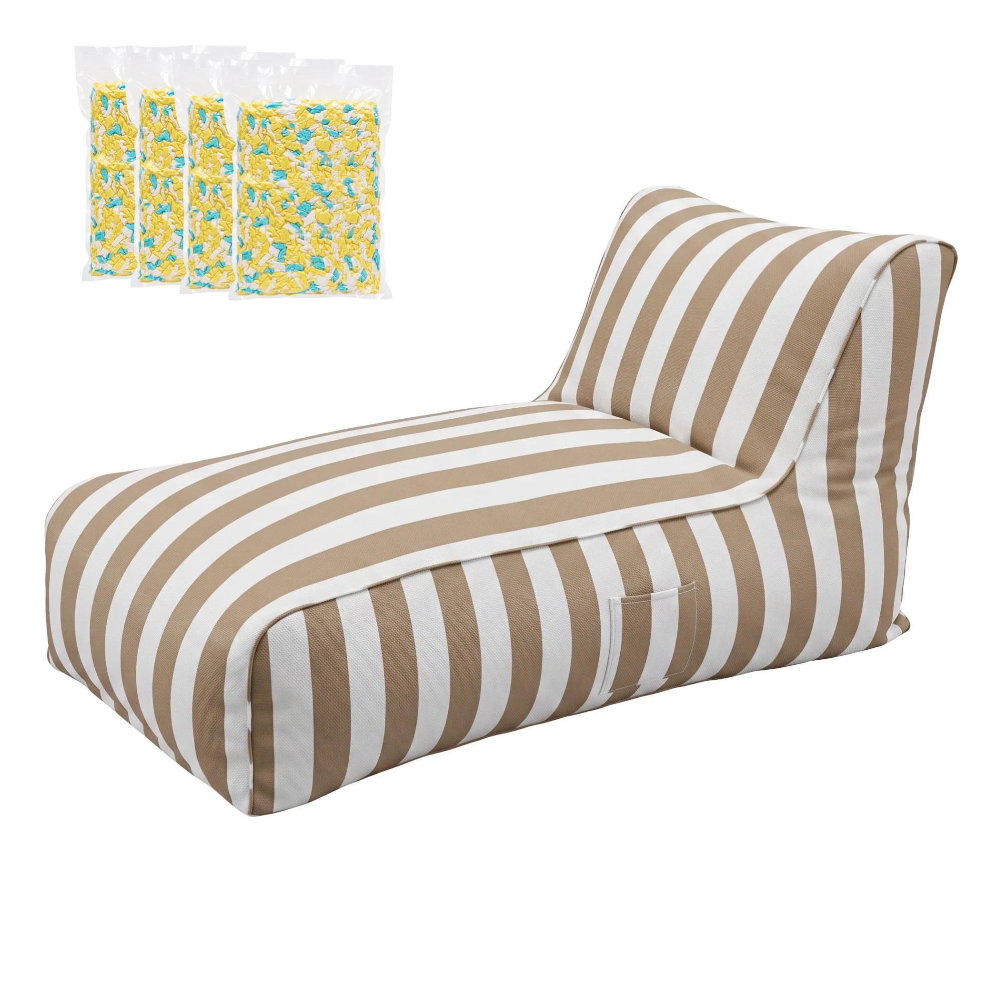 Artiss Outdoor Bean Bag Chair with Filler Splash-Proof Beanbag Lounge DIY Stuffed Animal Storage Bean Bag Washable for Patio Poolside Relaxing, Taupe - Image 2