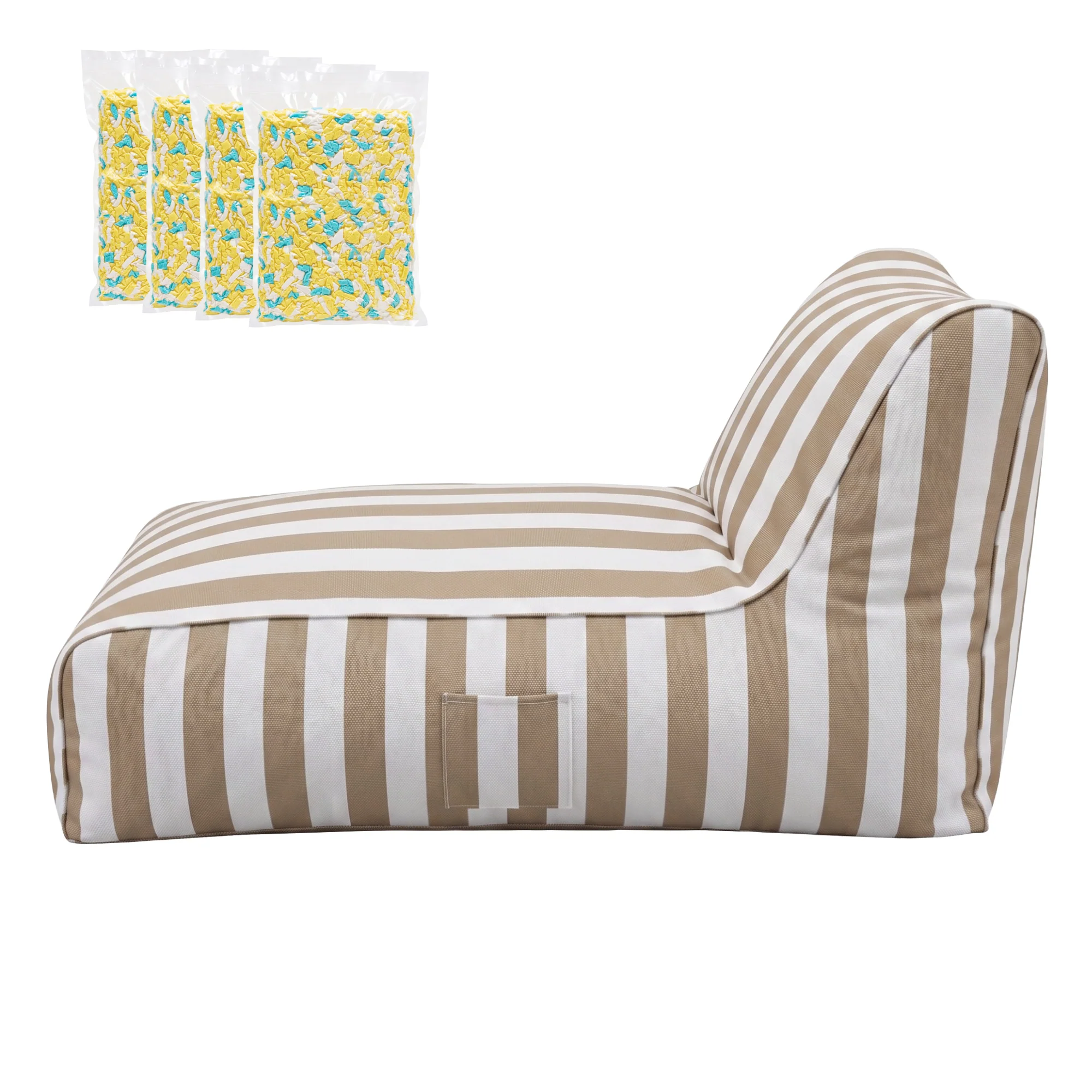 Artiss Outdoor Bean Bag Chair with Filler Splash-Proof Beanbag Lounge DIY Stuffed Animal Storage Bean Bag Washable for Patio Poolside Relaxing, Taupe - Image 4