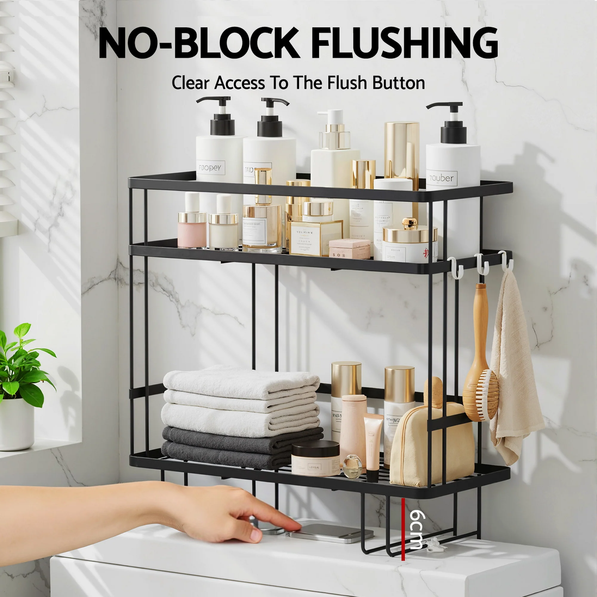 Artiss Over Toilet Storage Rack Bathroom Shelf Organizer 2 Tier - Image 5
