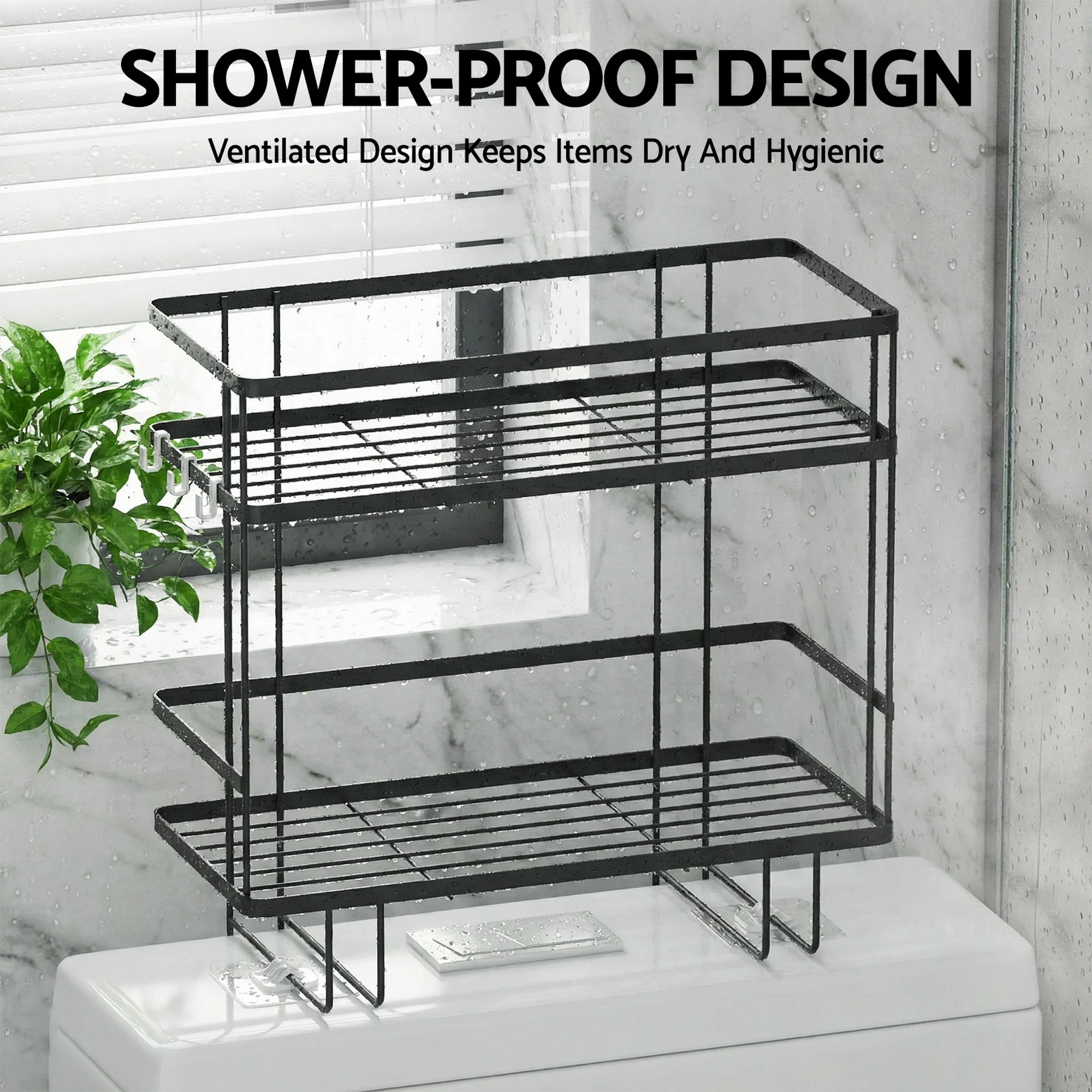 Artiss Over Toilet Storage Rack Bathroom Shelf Organizer 2 Tier - Image 6