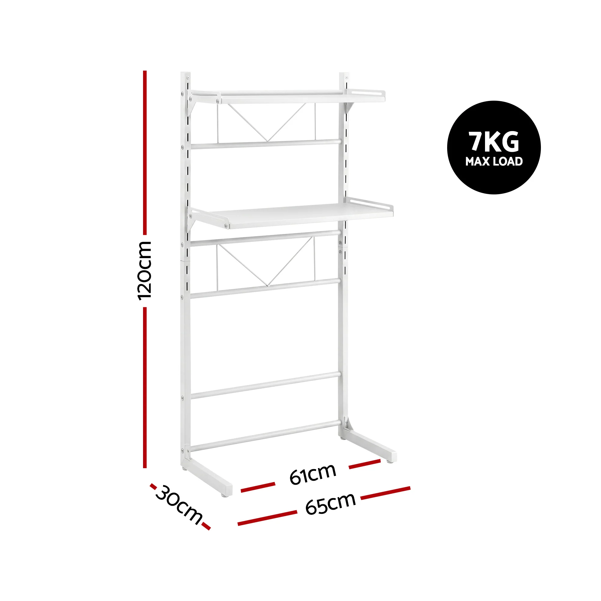 Artiss Over Toilet Storage Washing Machine Rack Laundry Shelf 2 Tier Organiser - Image 3