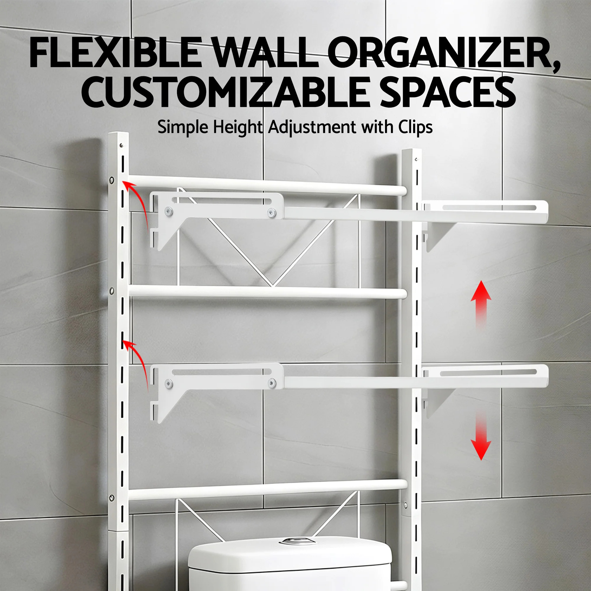 Artiss Over Toilet Storage Washing Machine Rack Laundry Shelf 2 Tier Organiser - Image 7