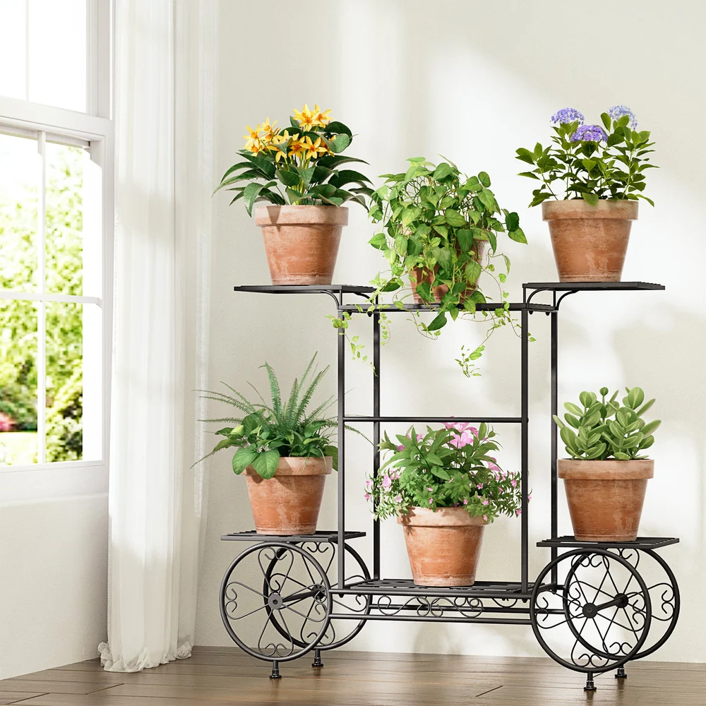 Artiss Plant Stand 6 Tier Iron 4 Wheeler - Image 6