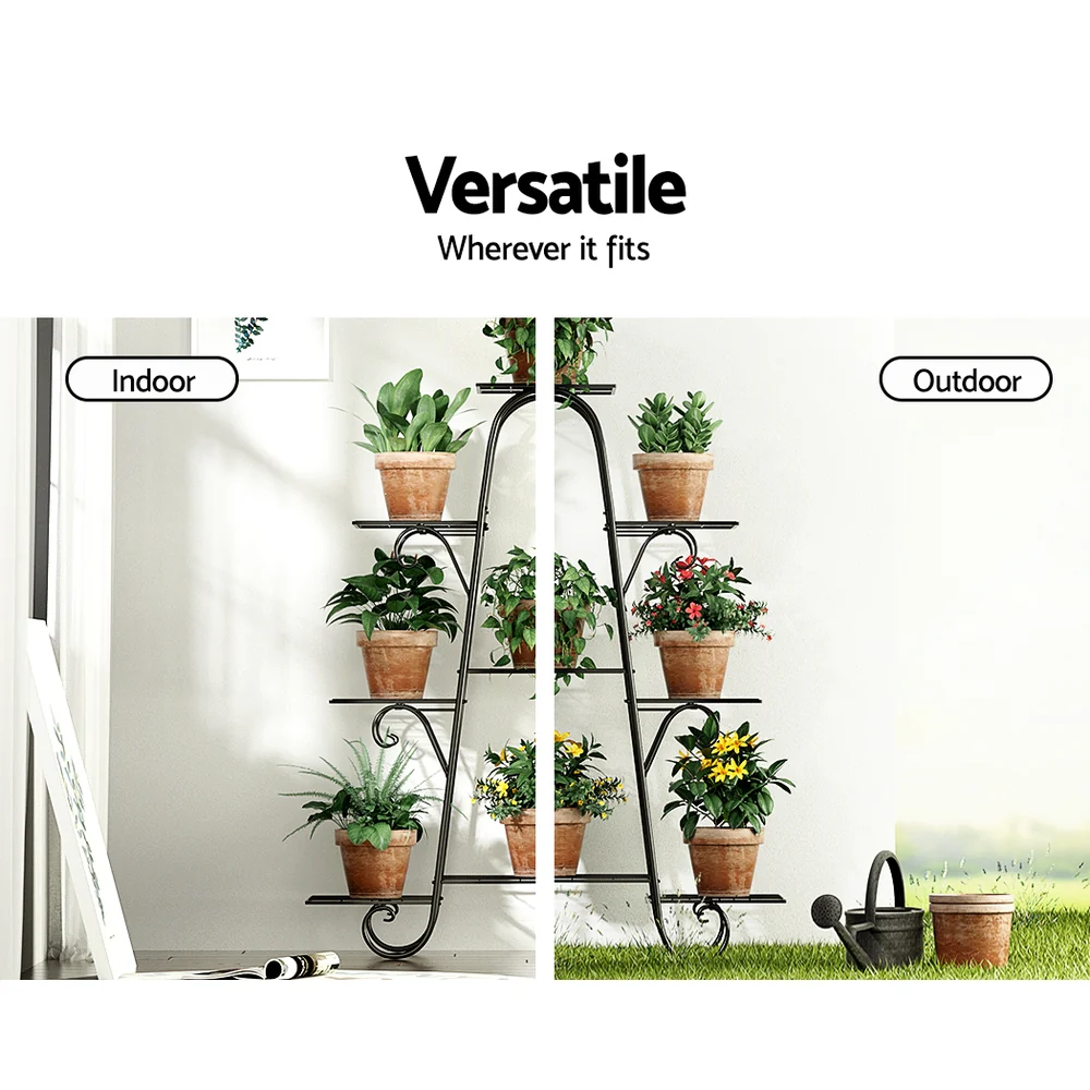 Artiss Plant Stand 9 Tier Metal Flower Pot Shelf Black - Image 6