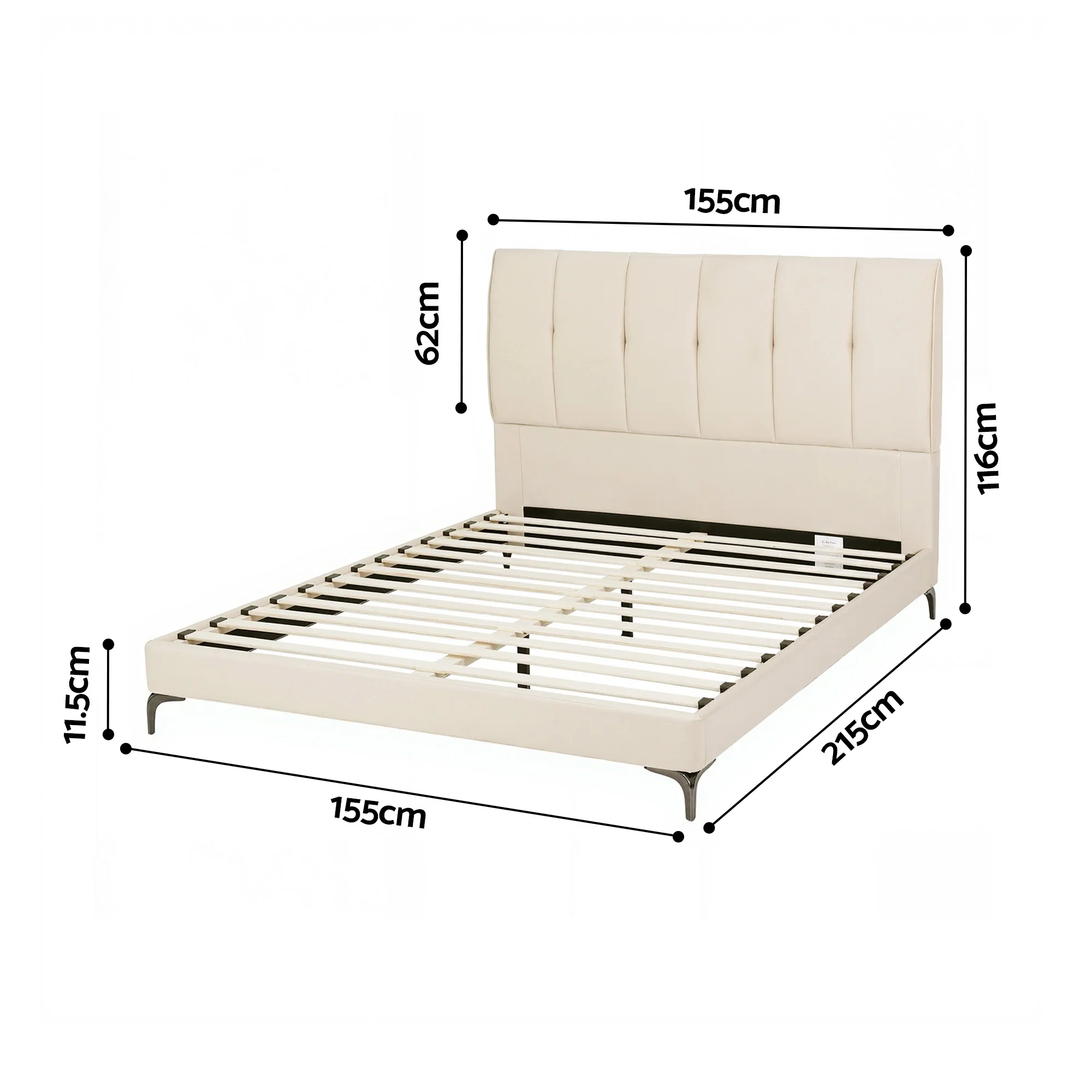 Artiss Queen Bed Frame Upholstered Platform Bed with Tufted Headboard 300kg Support - Image 3