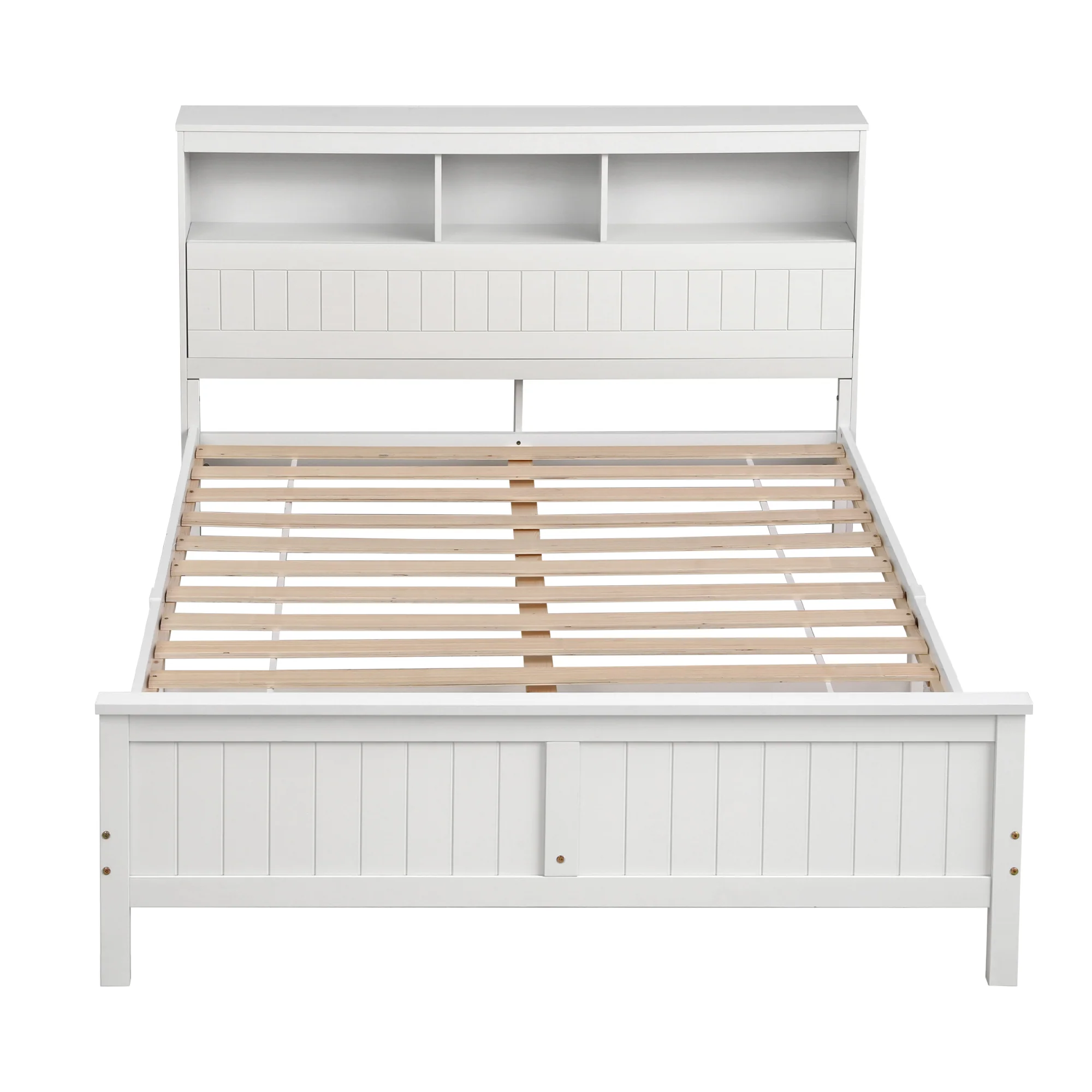 Artiss Queen Bed Frame with Storage Headboard and Footboard Wooden Bed Base White - Image 4