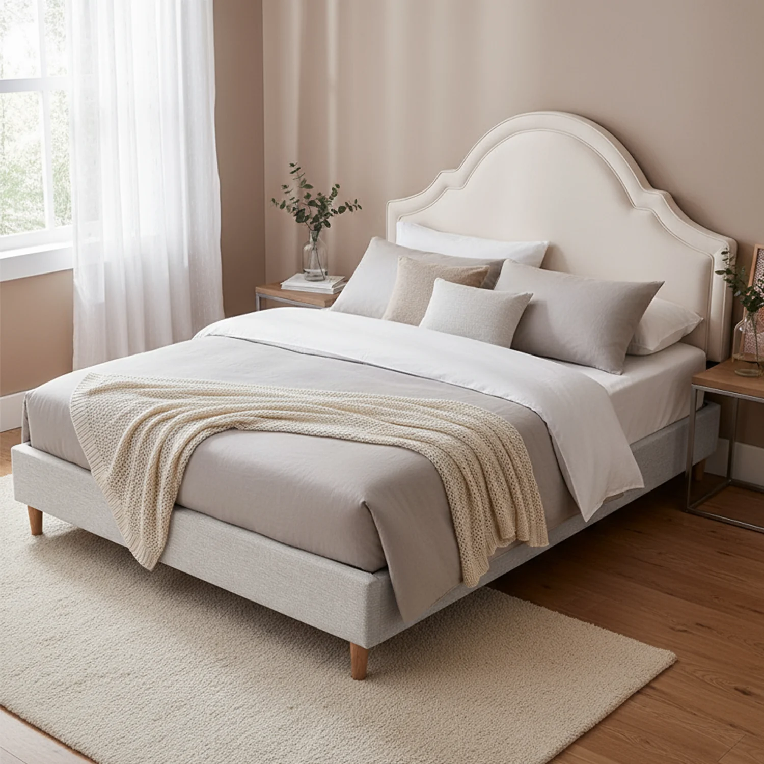 Artiss Queen Bed Frame with Storage Scalloped Velvet Headboard Wooden Platform Base - Image 7