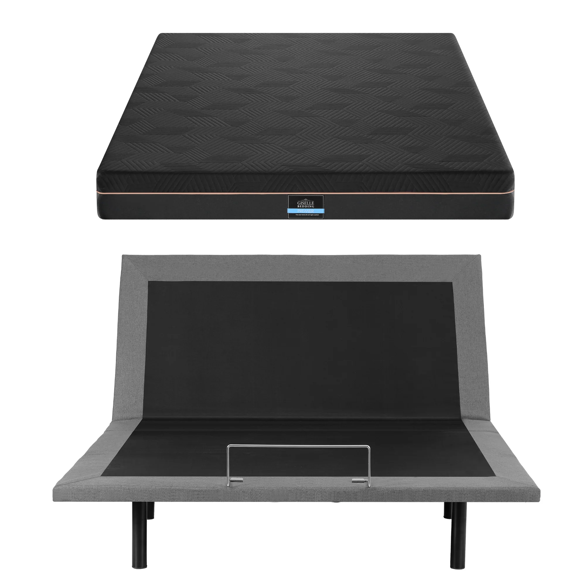 Artiss Queen size bed frame with Giselle Bedding Queen Mattress, adjustable bed Base Combo for Snoring Relief, Independent Head Foot Incline, Wireless Remote, Black,18cm Thickness - Image 4