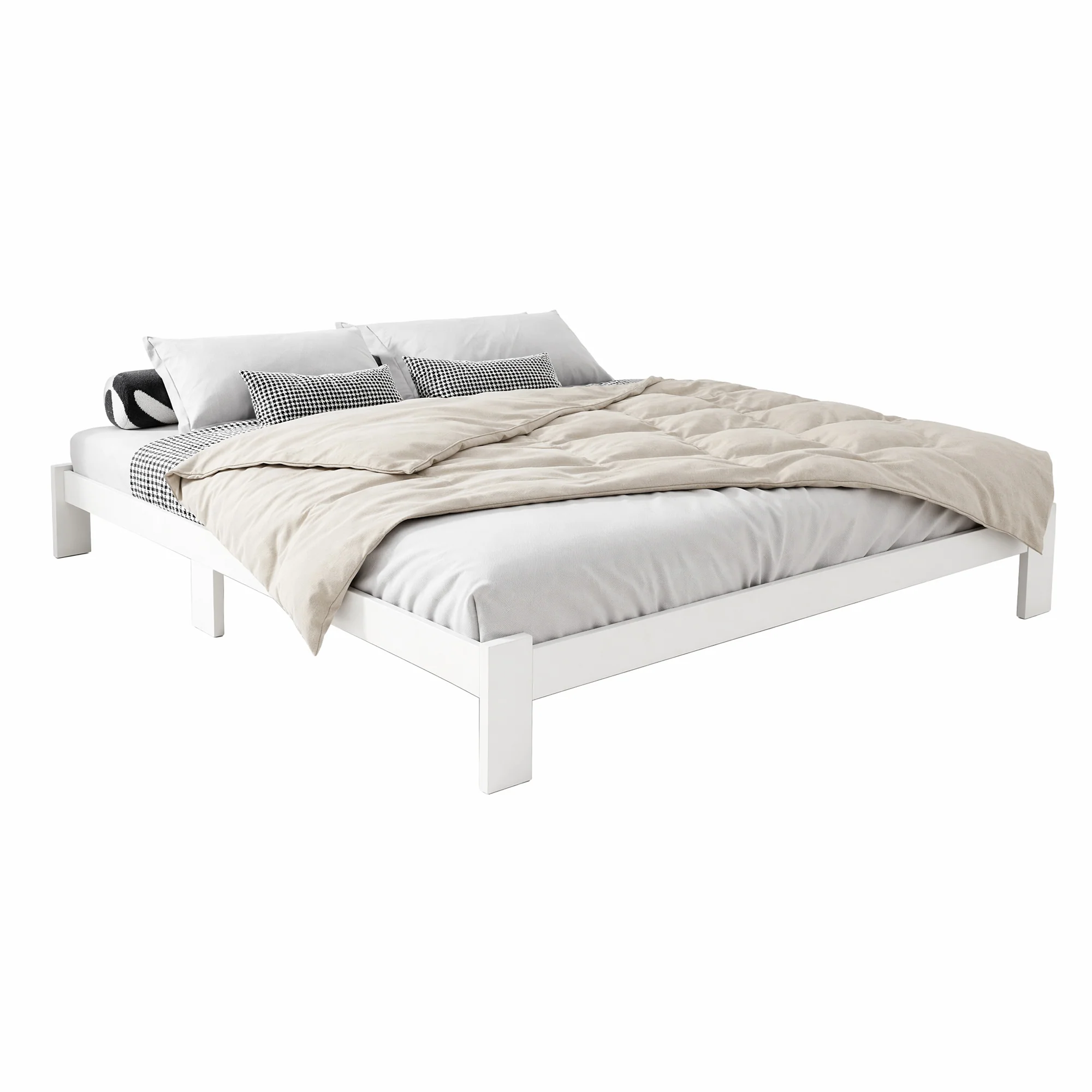 Artiss Bed Frame Queen Size Wooden White JADE - Image 2