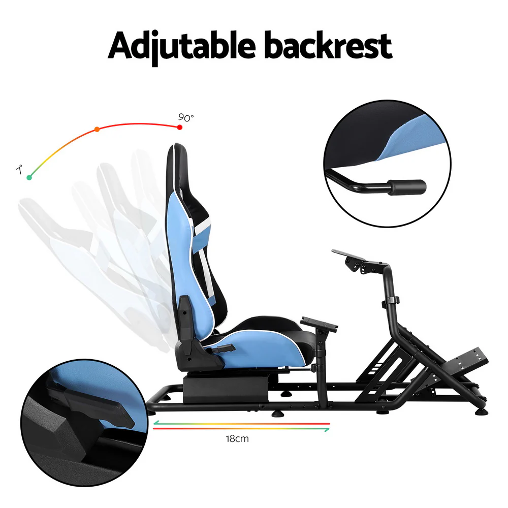 artiss-racing-simulator-cockpit-steering-wheel-gaming-chair-blue - Image 5