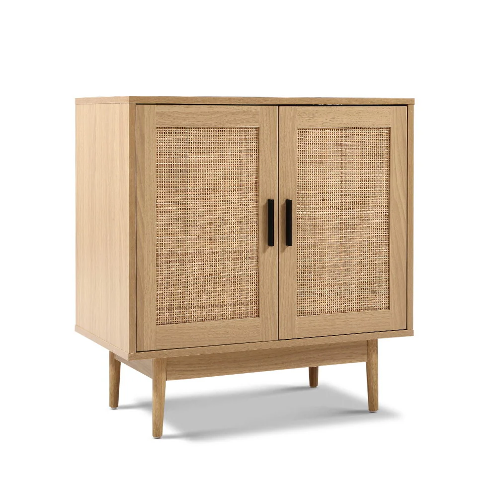 Artiss Rattan Buffet Sideboard 2 Doors - BRIONY Oak - Image 4